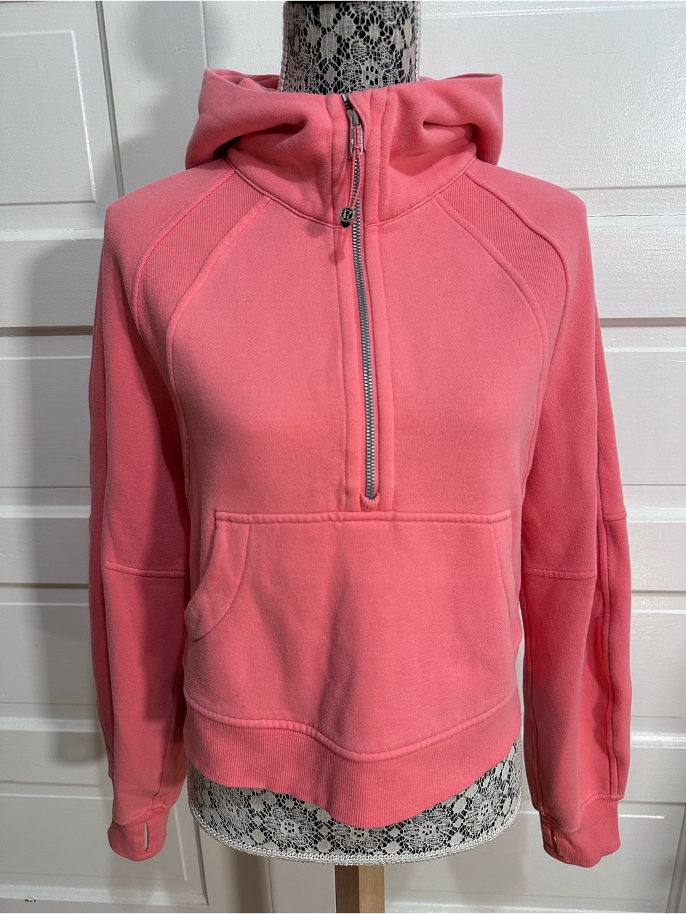 Lululemon Scuba Oversized Half-Zip Hoodie Sz XS/S Raspberry Cream $138